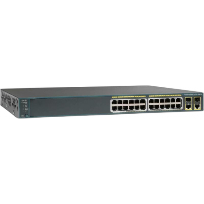 Коммутатор CISCO Catalyst, 24 x FE (8 PoE), 2 x SFP, LAN Lite Металл В стойку 19 WS-C2960-24LC-S