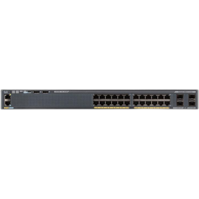 Коммутатор CISCO Catalyst, 24 x GE (PoE), 2 x SFP+, LAN Base Металл В стойку 19 WS-C2960X-24PD-L